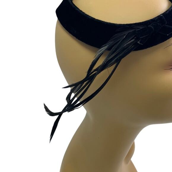 Vintage 1920s Velvet Ring w Black Feather Flapper Headgear Union Made Hat - Picture 2 of 5